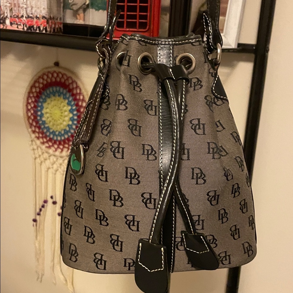 Dooney & Bourke Black and Gray Monogram Shoulder Bag